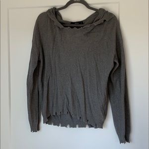 Gray sweater with hood